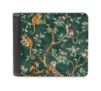 Portafogli con stampa di scimmie sui rami e fiori, tasca frontale morbida, con porta carte di credito, per uomini e donne, 11,4 x 8,9 cm, Stile:, Taglia unica