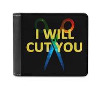 Portafogli con stampa "I Will Cut You" per parrucchiere, portafoglio bifold con scomparti multipli per carte di credito, per uomini e donne, Stile:, Taglia unica, MHXYZHW