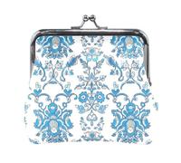 Portafogli con stampa leopardata astratta con blocco del bacio, 11,4 cm di lunghezza x 10,4 cm di altezza, Blu reale floreale, Taglia unica, Blu reale floreale