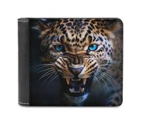 Portafogli con stampa leopardi con occhi azzurri, portafoglio bifold con scomparti multipli per carte di credito, per uomini e donne, Stile:, Taglia unica, MHXYZHW