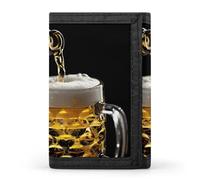Portafogli con stampa per l'amore della birra, in tre parti, con tasca frontale e scomparti per carte di credito, Stile:, Taglia unica