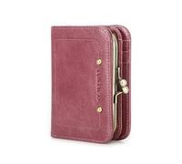 Portafogli corti in vera pelle da donna Portamonete classico con chiusura a bacio Porta carte con design in metallo Portamonete con fermasoldi