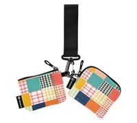 Portafogli da donna a scacchiera colorata, con cinturino da polso, stile minimalista, con cinturino da polso, 2 confezioni Recto Verso
