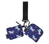 Portafogli da donna colorati al neon con unicorni porta carte di grande capacità, organizer per denaro con cinturino da polso per uso quotidiano, 2 pezzi, Unicorni neon colorato, 1 size, Casual