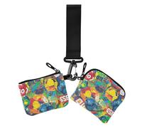 Portafogli da donna colorati da calcio per carte di credito mini organizzatori di denaro alla moda con cinturino da polso per signora 2 confezioni, calcio colorato sport, 1 size, Casual