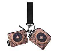 Portafogli da donna con astrologia dei tarocchi neri e rosa carini alla moda organizer per carte con cinturino da polso per donna 2 pezzi, Astrologia dei tarocchi neri e rosa, 1 size, Casual