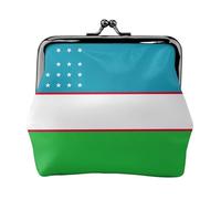 Portafogli da donna con bandiera della Repubblica dell'Uzbekistan, portamonete da donna, piccolo portafoglio da donna, adatto per le donne, elegante e personalizzato, nero, taglia unica, Art Deco,