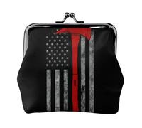 Portafogli da donna con bandiera rossa con ascia pompiere, portafogli da donna, portamonete da donna, piccolo portafoglio da donna, piccola borsa per il trucco per borsa, Nero , Taglia unica,