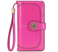Portafogli da Donna con Blocco RFID Portafoglio a tre ante da donna Portafoglio lungo in vera pelle da donna Borsa da viaggio da donna di grande capacità Borsa da polso Porta carte di credito,I