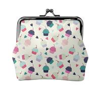 Portafogli da donna con chiusura in metallo e chiusura a scatto con chiusura a bacio e scritta "Cupcake, Candy Hearts", con doppia chiusura, portamonete, Nero , Taglia unica
