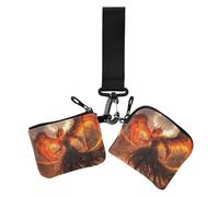 Portafogli da donna con chiusura lampo e portachiavi, con doppia chiusura lampo, arancione, con fiamma, 2 pezzi, Fiamma fredda arancione Phoenix, 1 size, Stampa artistica