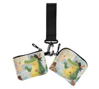 Portafogli da donna con doppio cinturino da polso a forma di coccodrillo verde pirata, sottile, staccabile, con tasca con cerniera, 2 pezzi
