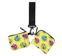 Portafogli da donna con doppio cinturino da polso, con cerniera, rimovibile, con portachiavi, 2 pezzi, Coccinelle carine colorate, 1 size, Casual