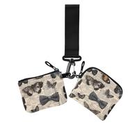 Portafogli da donna con doppio cinturino da polso con farfalle in stile retrò, per giornali e carte d'identità, con cinturino da polso, da donna, 2 pezzi