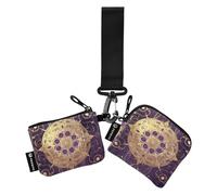 Portafogli da donna con doppio cinturino da polso nero e viola con astrologia dei tarocchi minimalista con cerniera portamonete con tasca con cerniera per signora 2 pezzi, Astrologia dei tarocchi neri