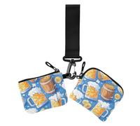 Portafogli da donna con doppio cinturino da polso per boccale di birra, organizer per banconote, con tasca con cerniera, per donna, 2 pezzi, festival delle birre boccali di birra, 1 size, Casual