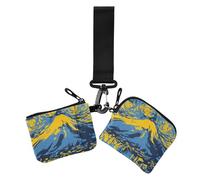 Portafogli da donna con doppio cinturino da polso rosso e blu astratto paesaggistico per carte d'identità di dimensioni compatte con tasca portamonete con cerniera per le signore 2 pezzi, Paesaggio