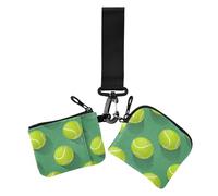 Portafogli da donna con doppio cinturino da polso verde a forma di palla da tennis, dimensioni compatte, con cinturino da polso, per uso quotidiano, 2 pezzi, Pallina da tennis verde, 1 size, Casual