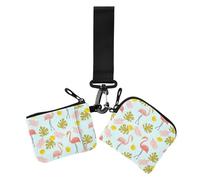 Portafogli da donna con fenicotteri carini animali freschi estivi custodie per carte di credito sottile portatile da polso portafoglio portachiavi con cerniera tasca portamonete per donne 2 confezioni