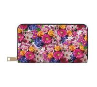 Portafogli da donna con fiori rosa e rose dorate in ecopelle lunga elegante elegante per donne moderne porta carte di grande capacità e tasche organizer borsa resistente per i viaggi di tutti i