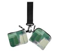 Portafogli da donna con inchiostro verde, bianco e grigio, mini portachiavi alla moda, portamonete con cerniera, per uso quotidiano, confezione da 2, verde bianco grigio Inchiostro Art Pittura, 1