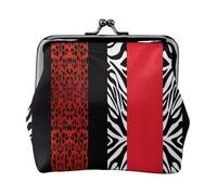 Portafogli da donna, con leopardo rosso e zebra, piccoli portafogli da donna, portamonete da donna, piccolo portafoglio da donna, piccola borsa per il trucco per borsa, Nero , Taglia unica, Organizer