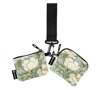 Portafogli da donna con motivo floreale vintage, carino e alla moda, con tasca portamonete con cerniera, per donne e ragazze, confezione da 2, vintage fiori Pattern, 1 size, Art Deco