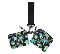 Portafogli da donna con palma tropicale angurie scimmie animali portafogli per carte di credito dimensioni compatte portamonete con cerniera portafoglio con tasca con cerniera per lavoro e viaggi, 2