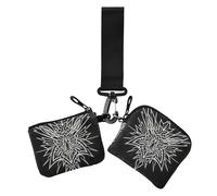 Portafogli da donna con totem geometrico astratto nero doppio da polso per donna mini moda cerniera borsa portafoglio con cinturino da polso per donna 2 pezzi, Totem geometrico astratto nero, 1 size