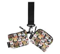 Portafogli da donna, custodie per carte d'identità, dimensioni compatte, con portachiavi, per donne e uomini, confezione da 2, colore 8, 10,5 cm (lunghezza) x 8,9 cm (larghezza), accessorio da viaggio