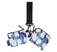 Portafogli da donna divertenti con gatti angora turchi, blu navy, mini portachiavi alla moda, portamonete con portachiavi, per uso quotidiano, 2 confezioni Recto Verso