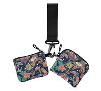 Portafogli da donna etnici con motivo cachemire floreale Tucane Boho Tribe porta biglietti da visita sottile piatto con cinturino da polso per donne, confezione da 2