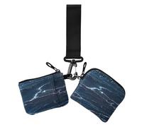 Portafogli da donna finti glitterati effetto marmo blu navy, piccoli scomparti per carte staccabili, con cinturino da polso, per donne, confezione da 2, Glitter finto marmo grana blu navy, 1 size