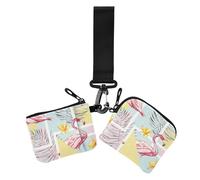Portafogli da donna geometrici di colore chiaro con fenicotteri porta carte carino moda organizzatori di denaro con portachiavi per le donne 2 confezioni