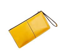 Portafogli da donna grande borsa da polso portafoglio per telefono ragazze signore carino lungo sottile frizione per la vita quotidiana telefono stick su portafoglio verde, Giallo, Taglia unica
