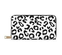 Portafogli da donna in ecopelle lunga con stampa leopardata nera e bianca chic elegante portafogli per donne moderne Porta carte di grande capacità e tasche organizer borsa resistente per i viaggi di
