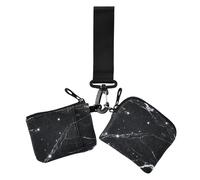 Portafogli da donna in finto glitter effetto marmo nero portamonete minimalista porta carte di credito portamonete con cinturino da polso per uso quotidiano, confezione da 2, Glitter finto marmo nero