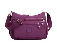 Portafogli da donna in nylon borsa da viaggio per il tempo libero borse a tracolla da uomo laptop 17, Lilla, taglia unica