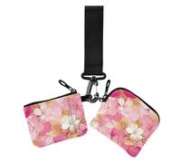 Portafogli da donna in oro rosa con fiori personalizzati per San Valentino, mini portamonete alla moda con portachiavi, confezione da 2, Oro rosa San Valentino Fiore personalizzato, 1 size, Casual