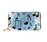 Portafogli da donna in pelle a pois con note musicali stampate porta carte di grande capacità borsa da donna con scomparti per carte multiple borsa da donna lunga con scomparto con cerniera 19 cm x