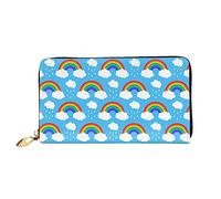 Portafogli da donna in pelle arcobaleno nuvole gocce di pioggia grande capacità porta carte borsa da donna con più slot per carte borsa lunga da donna con scomparto con cerniera 19 cm x 10,5 cm borse