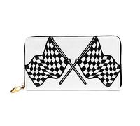 Portafogli da donna in pelle con bandiere a scacchi da gara porta carte di grande capacità borsa da donna con scomparti per carte multiple borsa da donna lunga con scomparto con cerniera 19 cm x 10,5