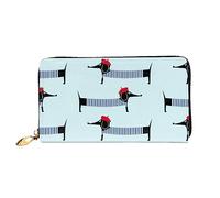 Portafogli da donna in pelle con bassotto parigino stampato grande capacità porta carte borsa da donna con più scomparti per carte di credito borsa lunga da donna con scomparto con cerniera 19 cm x