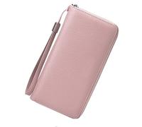 Portafogli da donna in pelle con blocco RFID, con cerniera intorno alla porta carte di credito, portafogli per telefono, pochette portafogli per uomo con clip (PK2, taglia unica)