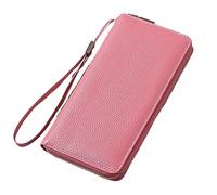 Portafogli da donna in pelle con blocco RFID, con cerniera intorno alla porta carte di credito, portafogli per telefono, pochette portafogli da uomo con clip (PK1, taglia unica)