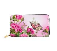 Portafogli da donna in pelle con farfalla che baciano fiori portafogli grande capacità porta carte borsa da donna con più slot per carte borsa lunga da donna con scomparto con cerniera 19 cm x 10,5 cm