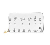 Portafogli da donna in pelle con linguaggio dei segni alfabeto grande capacità porta carte borsa da donna con più slot per carte borsa lunga da donna con scomparto con cerniera 19 cm x 10,5 cm borse