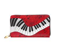 Portafogli da donna in pelle con note musicali stampate con pianoforte grande capacità porta carte borsa da donna con scomparti per carte multiple borsa da donna lunga con scomparto con cerniera 19 cm
