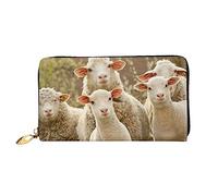 Portafogli da donna in pelle con pecore e agnelli stampati grande capacità porta carte borsa da donna con più slot per carte borsa lunga da donna con scomparto con cerniera 19 cm x 10,5 cm borse da