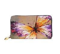 Portafogli da donna in pelle con ricamo colorato farfalla grande capacità titolare della carta borsa da donna con più slot per carte borsa lunga da donna con scomparto con cerniera 19 cm* 10,5 cm